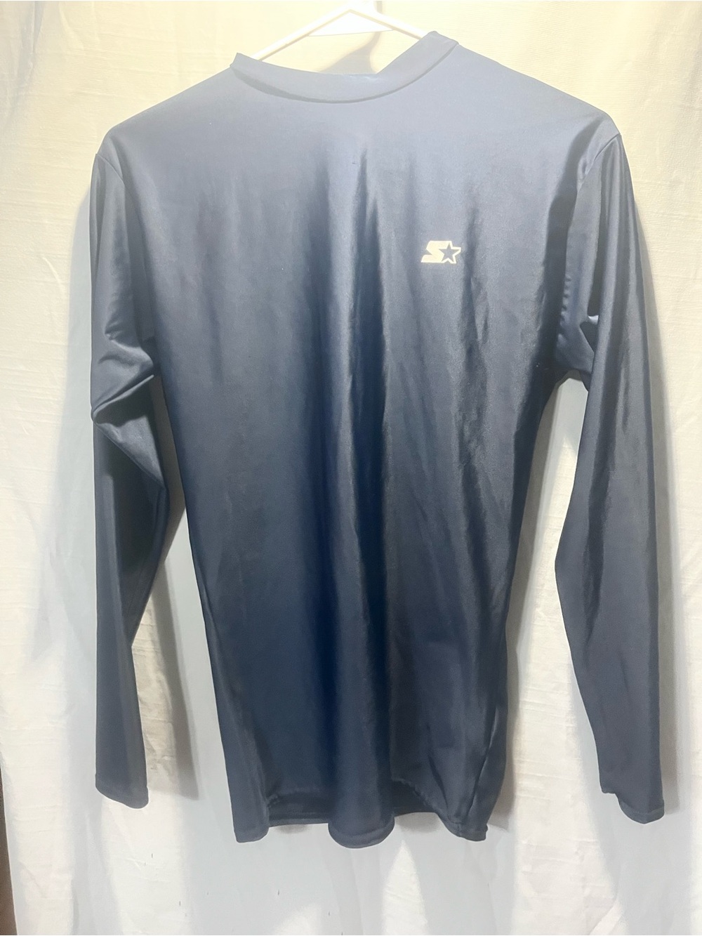 STARTER Navy Long Sleeve Athletic Tee with Chest Logo